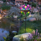 AIINY Solar Purple Metal Flower Wind Spinners, Colorful Spinning Windmill Lotus Yard Art Lights Wind Pinwheels with LED Crystal Ball Decorative Stake Lighting Flower Sculpture - Image 4