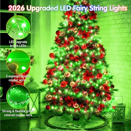 KNONEW 400FT 1200LED Green Wire Outdoor Fairy Lights Plug in Green Xmas - Image 3