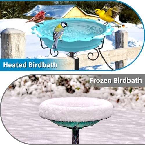 Heated Bird Bath for Deck Railing, 100W Heated Birdbath for Outdoors, Blue - Image 6