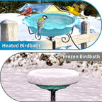 Heated Bird Bath for Deck Railing, 100W Heated Birdbath for Outdoors, Blue - Image 6