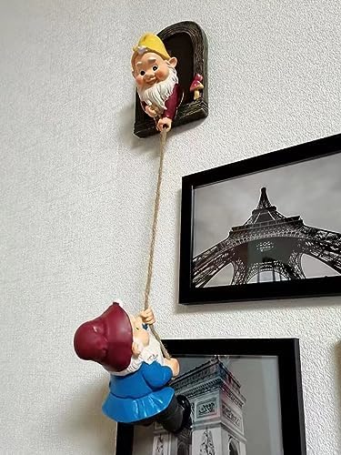 Resin Elves Statue,Dwarf Climbing Garden Sculpture,Gnome Tree Hugger Decor - Image 3