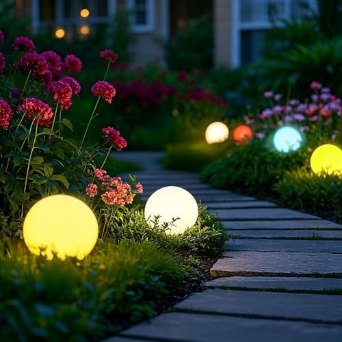 8 inch Solar Glowing Globe Light, 16 RGB Colors Changing Solar Garden Ball Light, Auto-On/Off LED Glow Ball W/Remote, Waterproof Landscape Lighting Globe W/Ground Stake for Patio Yard Pathway Decor - Image 2