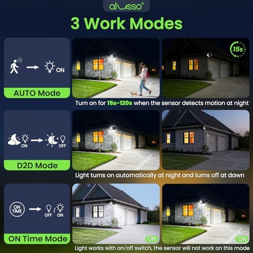 ALUSSO LED Security Lights Motion Sensor, 25W 2000LM Flood Lights Outdoor Motion Sensor with Remote 120V, Dimmable Brightness 3000K-6500K CCT IP65 Security Light ETL Listed for House Garage 1 Pack - Image 3