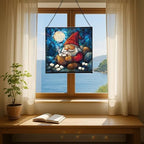 Hot Cocoa Gnome Night Stained Glass Suncatcher – Square Hanging Window Panel for Home or Greenhouse – Whimsical Glass Art Gift for Garden Lovers, Christmas, Halloween, Father Days 6F1b02 - Image 6