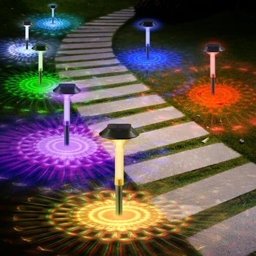 ALEPOD Solar Pathway Lights Outdoor 8 Pack, 7 Lighting Modes Solar Lights Outdoor Waterproof IP68, Landscape Lighting for Yard Pathway Backyard Lawn by ALEPOD