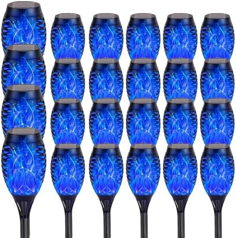 Solar Torch Flame Lights with Flickering Blue Flame, Waterproof Outdoor Landscape Decoration Lighting for Garden, Lawn, Yard, Solar Powered (24) by Unknown