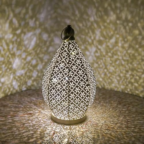 Moroccan Style Vintage Lantern Metal Decorative Table Lamp 9.84" Tall Moroccan Lantern Decorative Candle Holder Lamp for Home Living Room Bedroom Garden Yard Weddings Parties 01 - Image 3