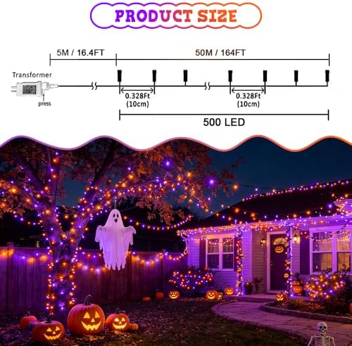 weillsnow 500 LED Halloween Lights Outdoor,164 FT Twinkle Lights Waterproof - Image 2