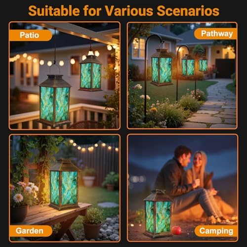 Solar Lantern Outdoor Waterproof Delicate Marble Decorative for Sales Decoration Covers Invitations Garden Decor LED Hanging Solar Lights Tabletop Lamp Gifts for Women Mom Outside Yard Patio Porch - Image 6