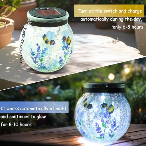 WONDER GARDEN Solar Lanterns Outdoor Waterproof 3 Pack Hanging Solar Lights - Image 5