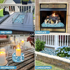 GasSaf 1/4" Caribbean Blue Fire Glass Reflective Tempered Fireglass, 10lb - Image 4