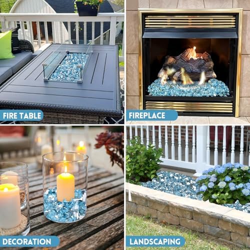 GasSaf 1/4" Caribbean Blue Fire Glass Reflective Tempered Fireglass, 10lb - Image 4