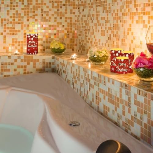 GLENLCWE Red Merry Christmas Led Battery Operated Flameless Candles Set of 4 Flickering Pillar Candles (H 3" 4" 5" 6" x D 3") Remote Control Candle with 4/8 Hour Timer - Image 4