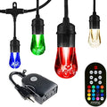 Enbrighten Seasons Vintage LED Café String Lights, 24ft, 12 Acrylic Bulbs, Color Changing, Indoor/Outdoor + UltraPro WiFi Plug, 2-Outlet Grounded by Enbrighten