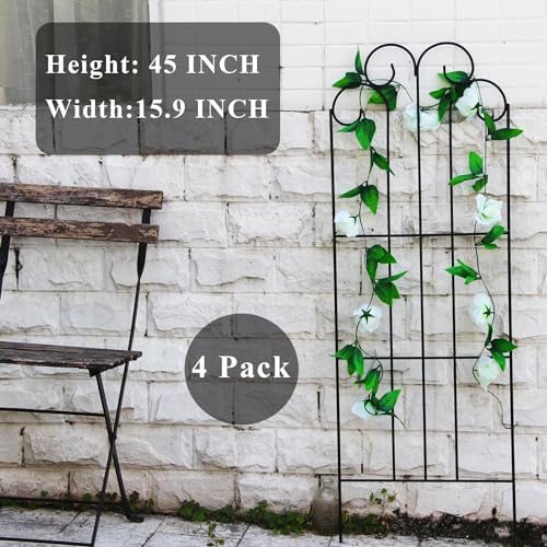 4 Pack Black Iron Garden Trellis 45” x 15.9” for Climbing Plants - Image 4