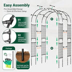 Miory Garden Arch Trellis for Climbing Plants Outdoor, 3.9x7.9ft Steel with PE Coating, Garden Archway for Vegetable, Vines, Wedding Arbor (Black) - Image 6