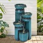 AUTODAYA 19.3" Faux Ceramic Outdoor Water Fountain with LED Lights - Image 4