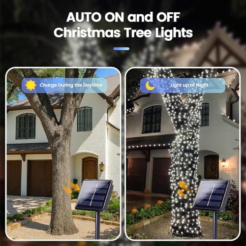 Solar Christmas Lights Outdoor, 6 Pack 270FT Solar String Lights Cool White - Image 4
