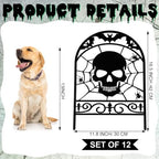Yaocom 12 Pack Halloween Skull Fence, 16.5" H x 11.8" W Metal Outdoor Decor - Image 2