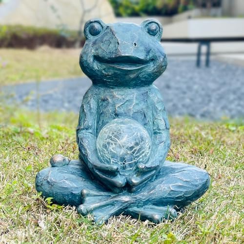 Zen Yoga Frog Garden Statue, Outdoor Decor, Solar Patio Garden Sculpture Ornament, Frog Figurine Lamp Light, Meditation Frog Gift Ideas for Women - Image 5