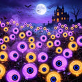 Halloween Decorations Outdoor, 6 Pack 36 LED Purple and Orange Solar Scary Eyeball Swaying Lights, Solar Firefly Light Waterproof Outdoor Lights for Halloween Yard Garden Party by yulloyello