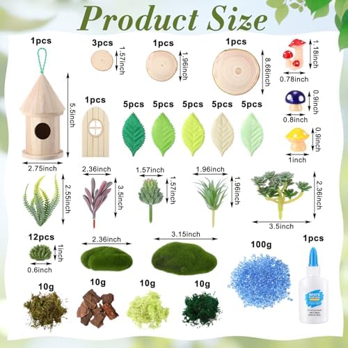 Amyhill DIY Fairy Garden Kit Make Your Own Wooden Mini House Craft Kit Miniature Fairy Garden Accessories Micro Mushrooms Plants Ornaments Craft for Outdoor Indoor Mini House Decor - Image 2