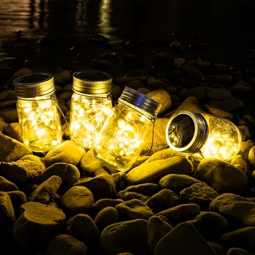 GIGALUMI Solar Mason Jar Lights, 8 Pack 30 Led String Fairy Lights - Image 3