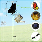 2pack Solar Watering Can Lights Butterfly Hook Outdoor Garden Decor - Image 2