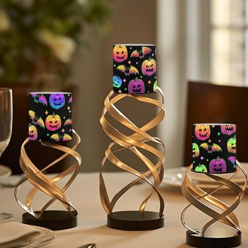 Colorful Pumpkin Bat Flameless Candles with Remote Battery Operated Candles with Timer Halloween Flickering LED Elictric Pillar Tealights for Indoor Outdoor Home Decorations - Image 4
