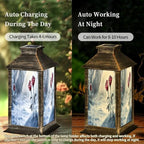 Solar Lantern Snowy Day Stained Glass Roses Sparkling Reflections Outdoor Waterproof Garden Hanging Lantern Solar Powered Lighting Outside Table Lamp for Patio Deck Camping 1 Pack - Image 3