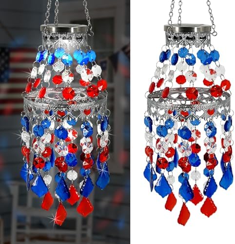 4th of July Decorations Outdoor,Hanging Solar Lanterns Outdoor Chandelier by HokfirmHomeDecorGarden
