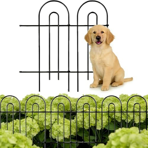 32in(H)×50ft(L) Black Decorative Garden Border Fence Total 35 Panels No Dig Metal Folding Fence Garden Edging Border Fence for Animal Barrier Fencing Flower Bed Yard Patio by MTBGarden