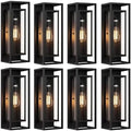 18 Inch 8 Pack Outdoor Wall Lantern Light Fixture，Large Black Exterior Wall Sconce with Clear Glass | Waterproof Anti-Rust Porch Light with E26 Socket for Entryway, Patio, Garage by KsDhewi