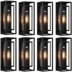 18 Inch 8 Pack Outdoor Wall Lantern Light Fixture，Large Black Exterior Wall Sconce with Clear Glass | Waterproof Anti-Rust Porch Light with E26 Socket for Entryway, Patio, Garage by KsDhewi