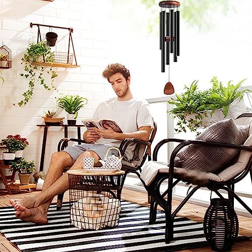Large 6 Tune Tubes Aluminium Wind Chimes for Outside 37" Wooden Sympathy Windchimes Memorial for Outdoor Garden Patio Decoration with Wind Catcher A Unique Gift for Grandma - Image 3