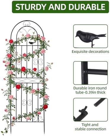 Amoskey Durable Garden Trellis for Climbing Plants - Outdoor Trellis Supports for Lush Greenery - Ideal for Vines, Flowers, and Vegetables, Easy Installation & Space-Saving Design (71"H*20"W -2 pack) - Image 7