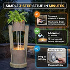 Sunlinua 31" H Modern Outdoor Water Fountain Cascading Realistic Rock Waterfall Fountains with LED Lights Outdoor Water Fountain for Garden Patio Backyard Porch Home Decor - Image 3