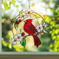 Cardinal Red Bird Acrylic Suncatcher Size 10 inches, Stained Glass Effect Window Hanging Ornament, Garden Decor, Gift for Mother's Day by XISZYS