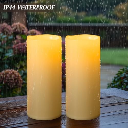 5" x 14" Ivory Large Waterproof Outdoor Flameless Candles Battery Operated LED Flickering Pillar Candles with Remote and Timer for Indoor Outdoor Lanterns, Long Lasting, Set of 2 - Image 6