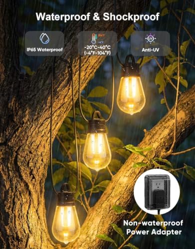APPECK RGBW Outdoor String Lights 150ft, Smart Patio Light with 45 LED Bulb - Image 3