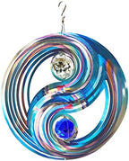 FONMY Mandala Wind Spinner w/Crystal Ball-Fengshui 3D Stainless Steel Hanging Spinners Worth Gift Christmas Decoration Indoor/Outdoor Garden Décor Kinetic Yard Art 12 Inches Wind Sculpture by FONMY