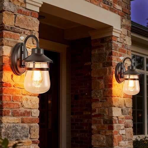 Tarentlight Updated Dusk to Dawn 1-Light Outdoor Wall Sconce,Waterproof & Rust-Proof and Sturdy Metal Lamp Body in Oil Rubbed Bronze, Fully Sealed Clear Seeded Glass Shade,Bulb Not Included - Image 3