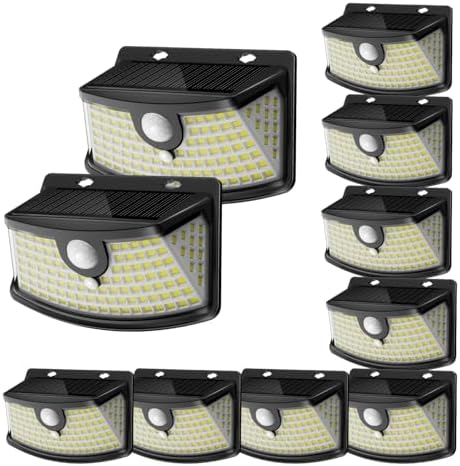 Aootek Solar Motion Sensor Lights Outdoor 120 LEDs, Black, 10 Pack by Lightupeveryconer