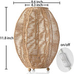 Rattan Woven Side Table Lamp for Bedroom Living Room, Boho Coastal Lamp Farmhouse Nightstand Lamp Tripod Desk Lamps Mid Century for Beach Room Kids Room Cafe Bar - Image 2