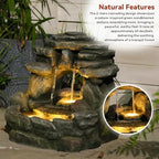 Bumilgar 15.6" H Small Garden Outdoor Rock Water Fountain with LED Lights - Image 5