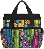 Colorful Cactus Flower Garden Tool Bag with Hard Bottom and 10 Pockets - Image 2