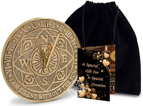 Solid Brass Sundial Clock for Garden Yard Outdoor | Handmade Shiny Brass Garden Sundial With Velvet Case Perfect for Beloved Ones | Home Decor Gift or Present Idea for Couples, Parents & Grandparents by HanzlaCollection