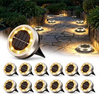 Solar Lights Outdoor Waterproof 8 LEDs In-Ground Garden Pathway Lighting Warm Light Solar Powered for Yard Patio Driveway Landscape (4 Pack) by Unknown