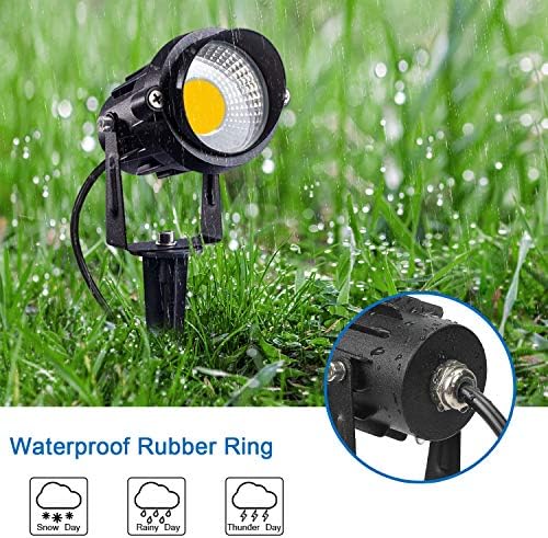 SUNVIE LED Outdoor Spotlight 12W Landscape Lighting 120V AC Waterproof Landscape Lights Spot Lights for Yard with Spiked Stake Warm White Flag Light Garden Decorative Lamp with US 3-Plug in (6 Pack) - Image 4