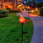 Solar Garden Stake, Hand-Blown Glass Cardinal Light Outdoor Garden Decor - Image 4